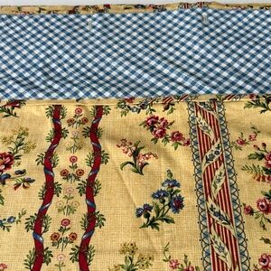 NWOT custom shower curtain, cotton French country print, 99” wide by 70” long.